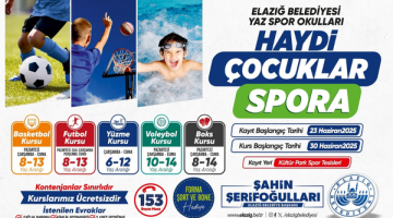 Elazığ Belediyesi Ücretsiz Yaz Spor Kursları Başlıyor
