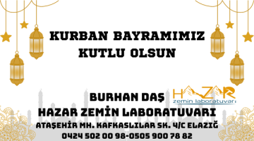 Hazar Zemin Laboratuvarı’nın Kurban Bayramı Mesajı