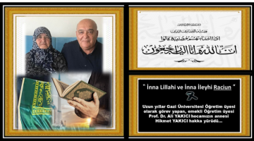 Prof. Dr. Ali YAKICI Hocamızın Annesi Vefat Etti